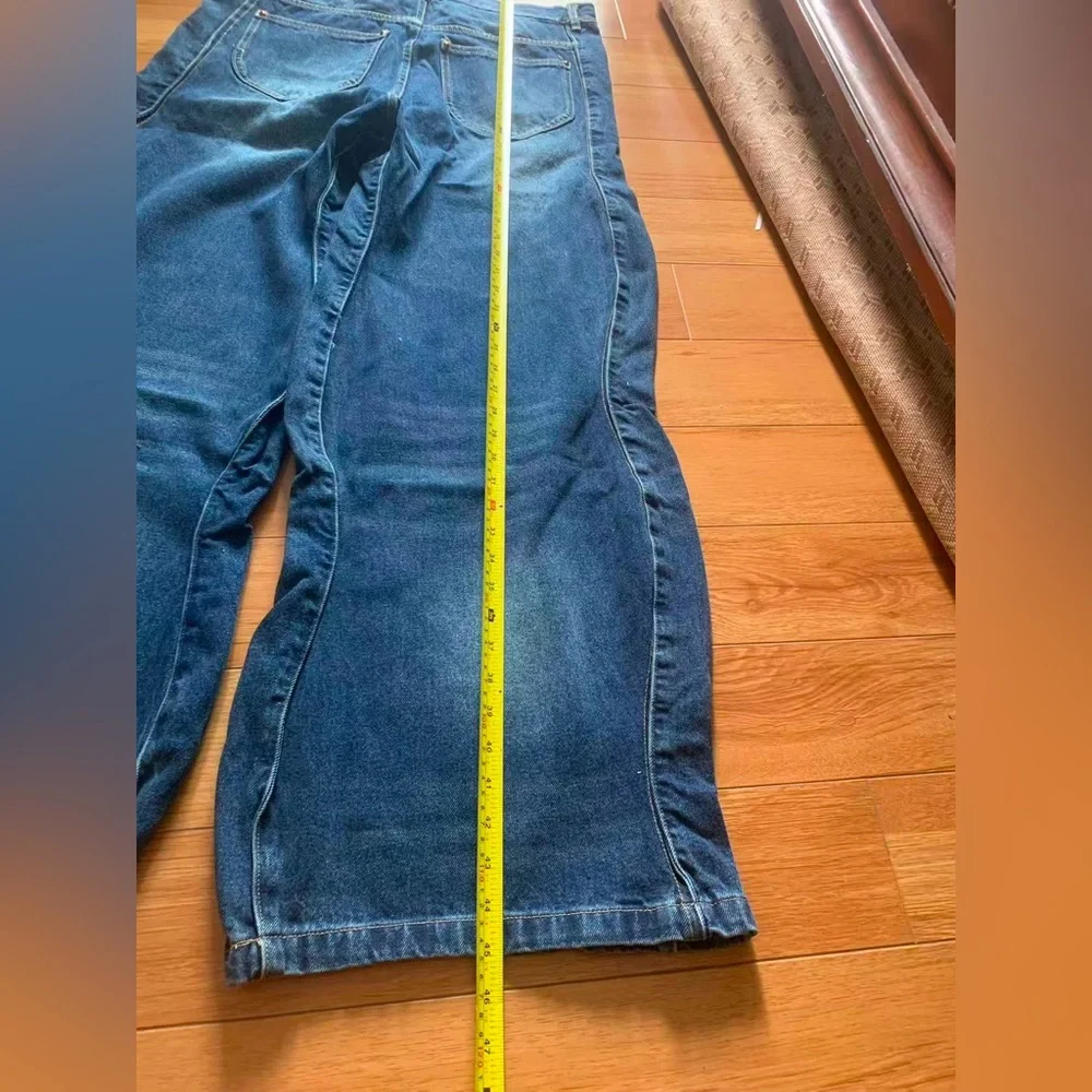 Men Trendy Wide Leg Wave‎ Design Jeans Influencer & Celebrity Inspired High Rise
